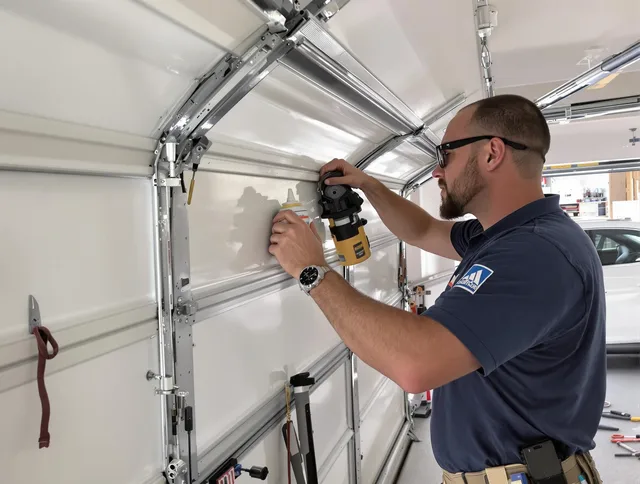 Groton Garage Door Repair technician quieting a noisy garage door in Groton