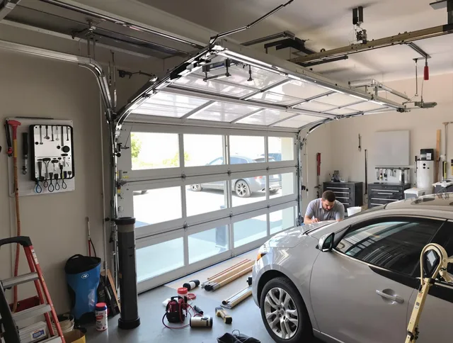 Garage door noise reduction service by Groton Garage Door Repair in Groton